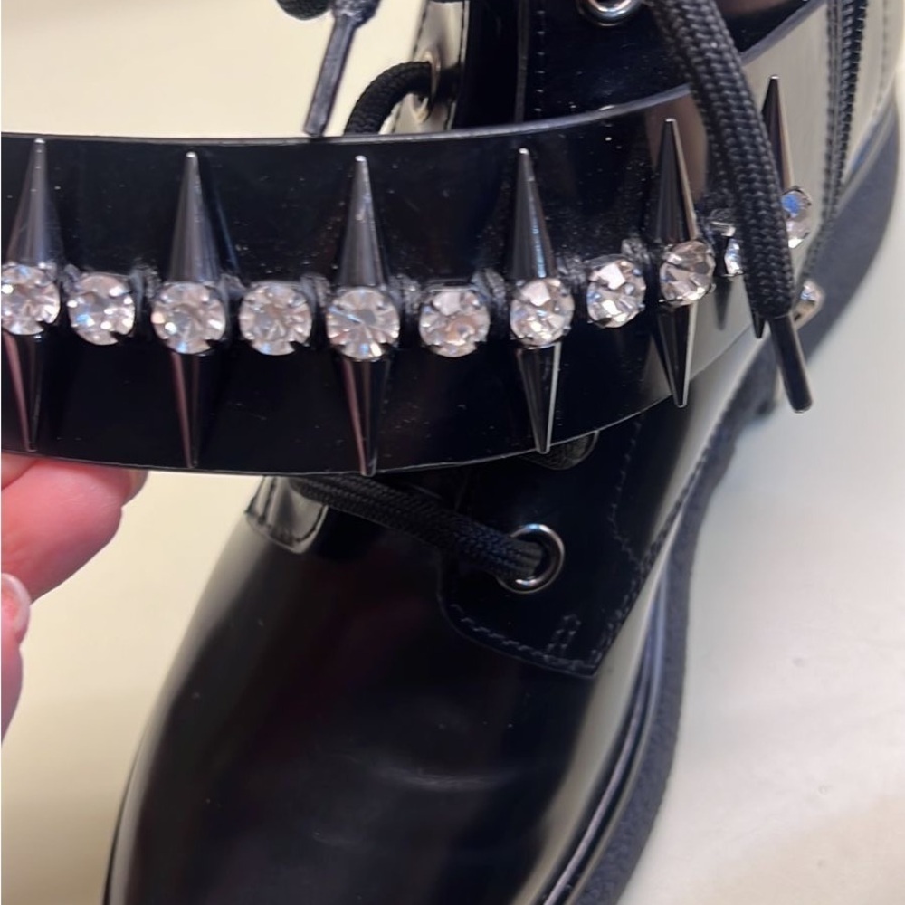 Agl MADE IN ITALY LEATHER Black Combat Moto Boots with Buckles original 615 $ - Picture 4 of 13